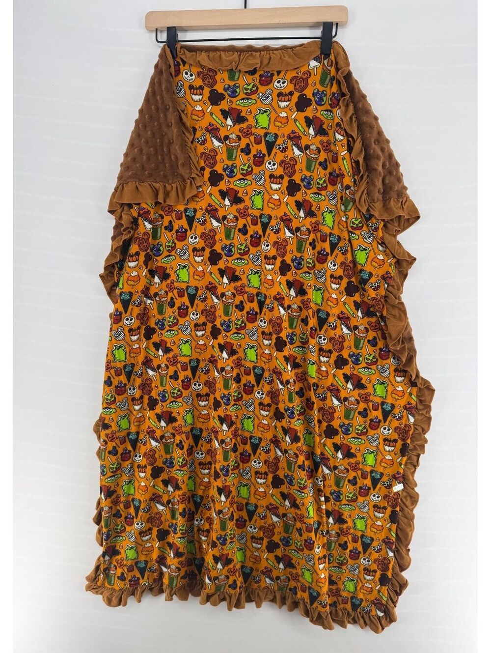 Disney Halloween Snacks Double Layer Minky Ruffle Blanket